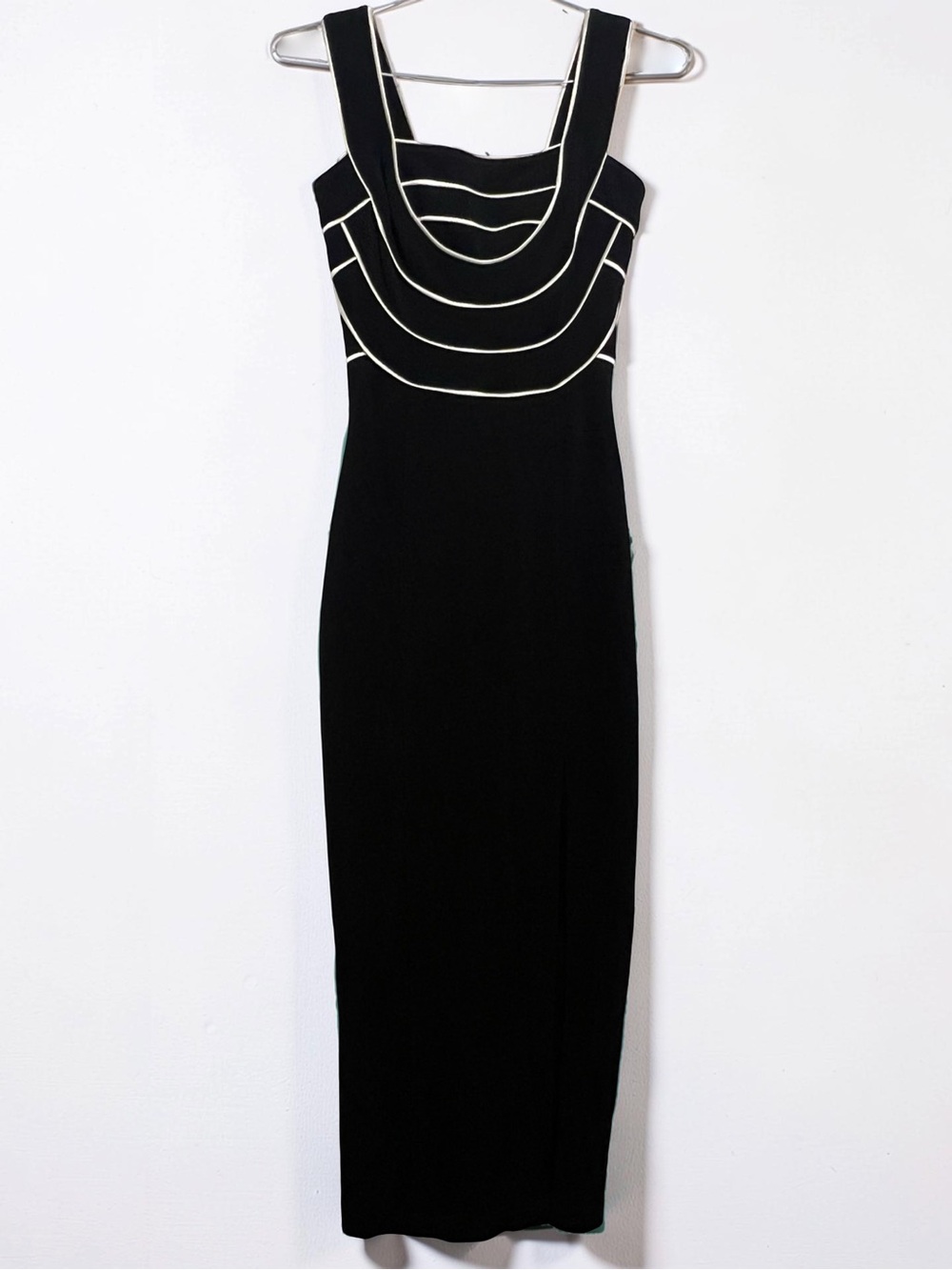 Cache Black Midi Dress with White Contrast Piping